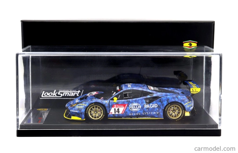 Looksmart Ferrari 488 Gt3 Evo 3.9l Turbo V8 Hella Pagid Racing One Team N 14 24h Nurburgring 2021 Christian Kohlhaas - Stephan Kohler - Mike Jager - Norbert Schneider 1:43 Blue