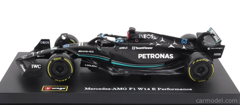 Bburago Mercedes gp F1 W14 Team Mercedes-amg Petronas F1 N 63 1:43, černá