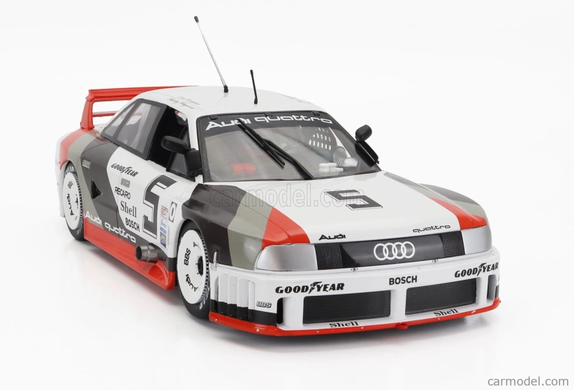 Werk83 Audi 90 Quattro Team Audi Sport N 5 500km Road America Imsa 1989 H.haywood - S.goodyear 1:18 Bielo-šedo-červená