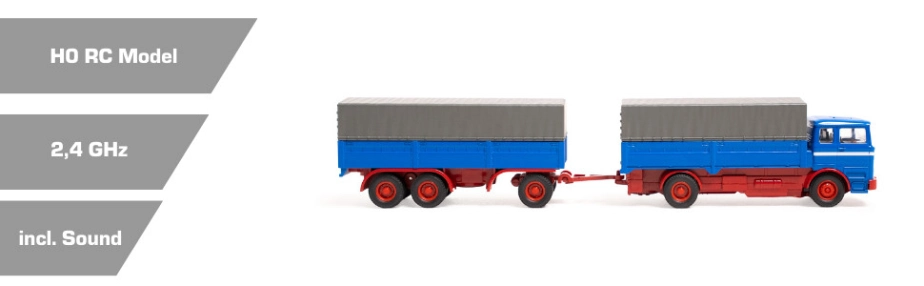 RC nákladné vozidlo MB 1620 s plachtou a prívesom 1:87 RTR
