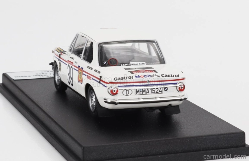 Trofeu BMW 2002 Ti (night Version) N 39 Rally Alpenfahrt 1973 Gerhard Stroppe - Walter Smolej 1:43 Bílá