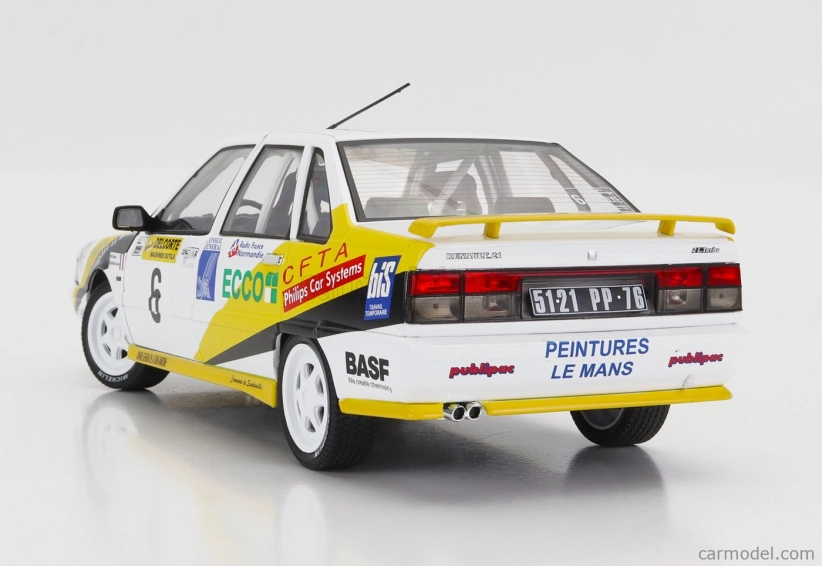 Solido Renault R21 Turbo Mkii Turbo Gr.a (nočná verzia) N 6 Rally Charlemagne 1991 M.rats - G.bourdaud 1:18 Biela Žltá Modrá