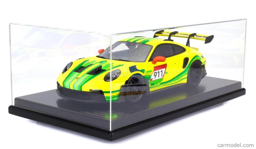 Spark-model Porsche 911 992 Gt3 Rs N 911 Coupe 2023 - Con Vetrina - With Showcase 1:12 Žlutá Zelená