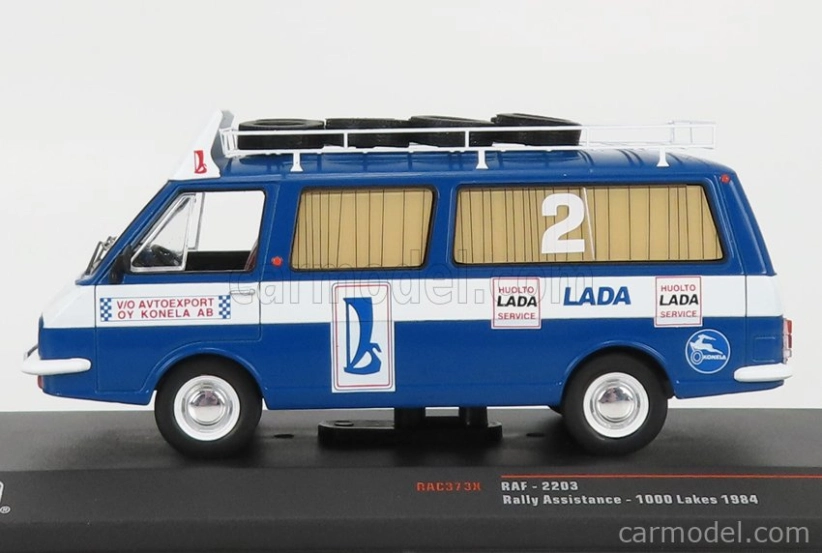 Ixo-models RAF 2203 Minibus Team Rally Lada Service Assistance 1984 1:43 Modrá biela