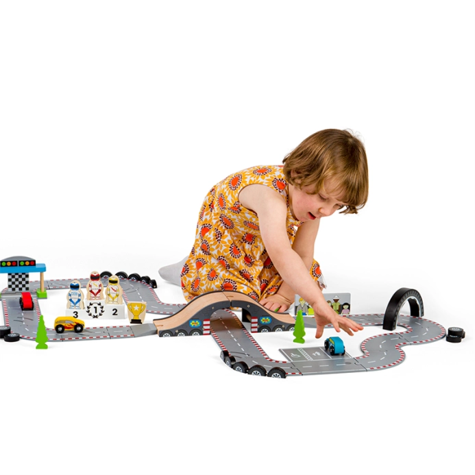 Bigjigs Rail Dřevěná autodráha závodní den - poškozený obal