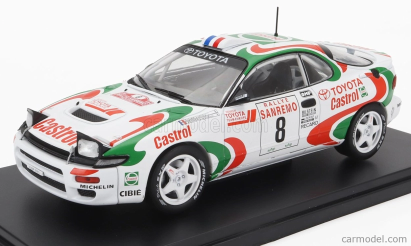 Edicola Toyota Celica Gt4 Turbo 4wd (st185) N 8 Winner Rally Sanremo 1994 Didier Auriol - Bernard Occelli 1:24 Biela Červená Zelená