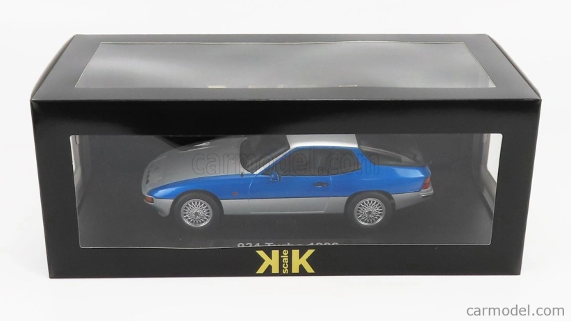 Porsche 924 Turbo Coupe 1986 v mierke 1:18, strieborná modrá met.