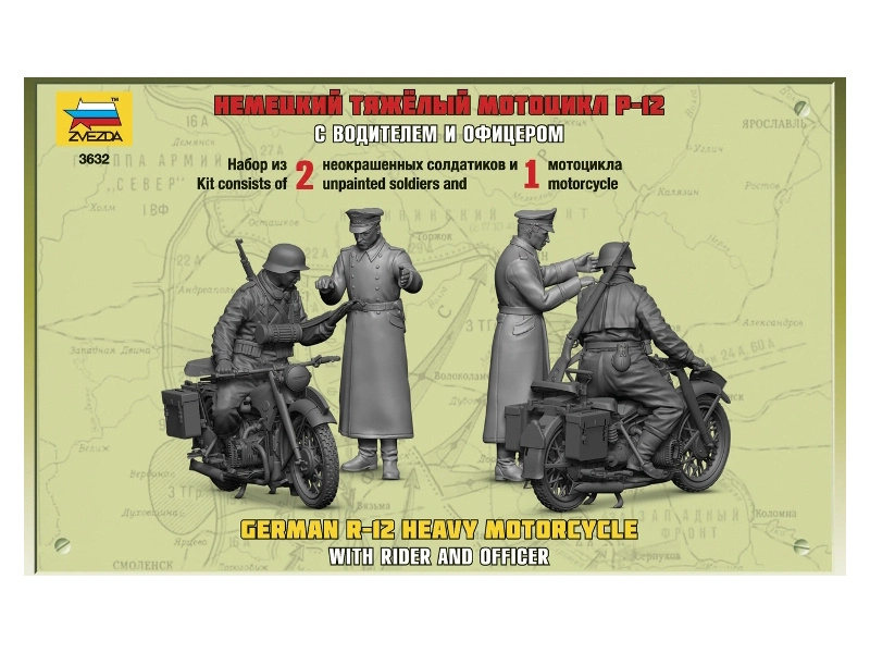 Zvezda nemecký motocykel R-12 s vodičom (1:35)