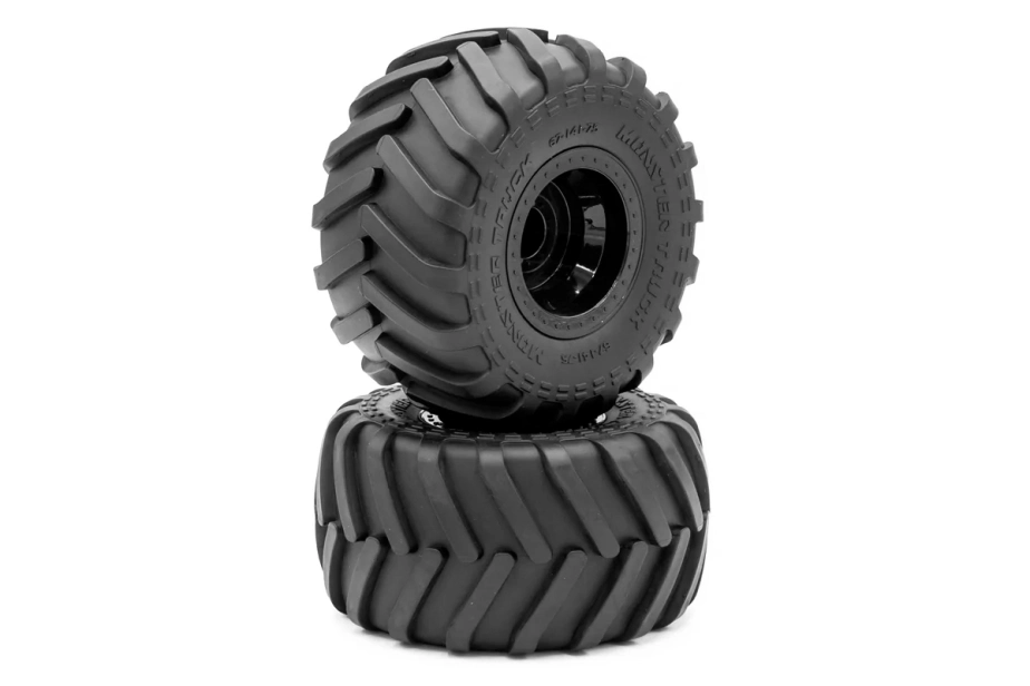 ROZBALENÉ – MONSTER TRUCK 141/75 mm s nalepenými pneumatikami, čierne ráfiky s 12 mm šesťhranom, 2 ks.