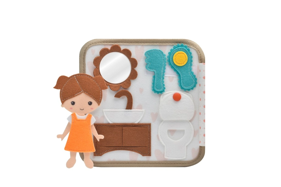 2Kids Toys Senzorická busy kniha Domček s bábikou