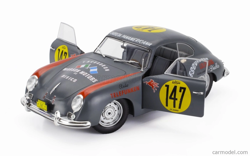 Solido Porsche 356 Pre-a Coupe N 147 Racing Panam 1954 1:18 Šedá Červená