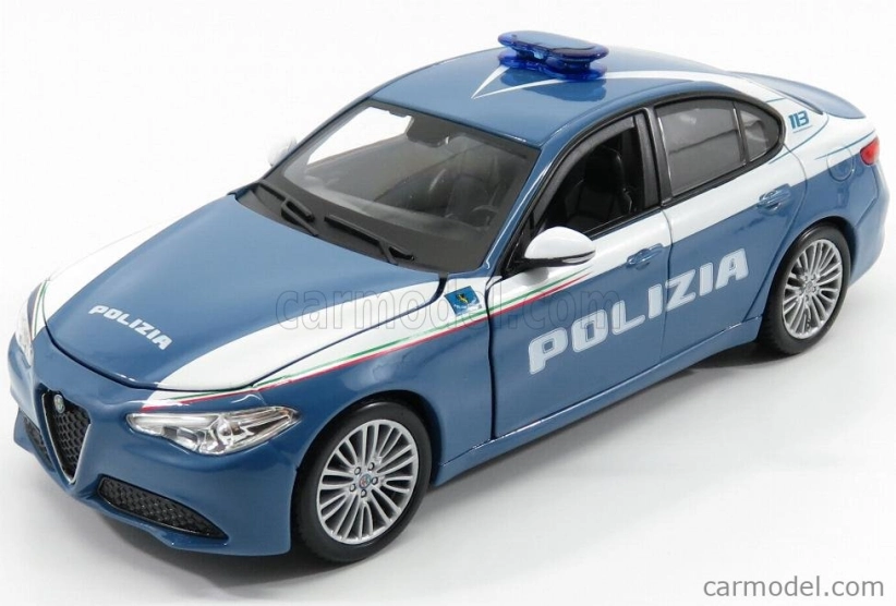 Bburago Alfa Romeo Giulia Polizia 2016 1:24 modrá biela