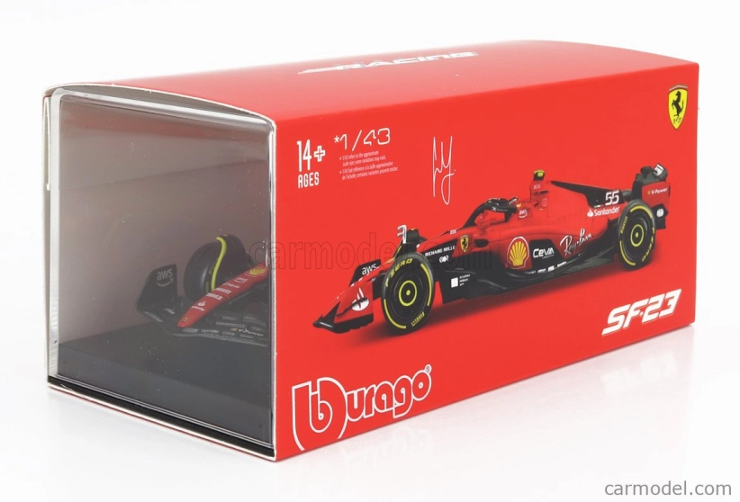 Bburago Ferrari F1 Sf-23 Team Scuderia Ferrari N 55 1:43, červená
