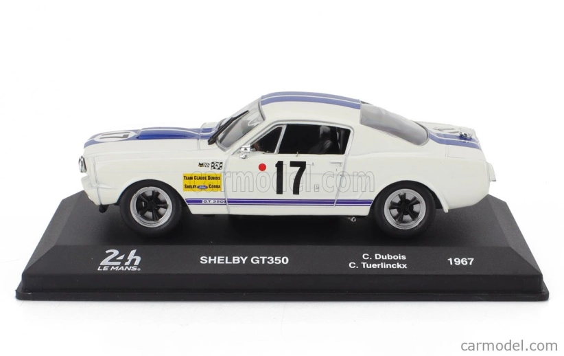 Edicola Ford usa Mustang Shelby 350gt 4.7l V8 Coupe Team C.dubois N 17 24h Le Mans 1967 Claude Dubois - Chris Tuerlinckx 1:43 Bílá Modrá