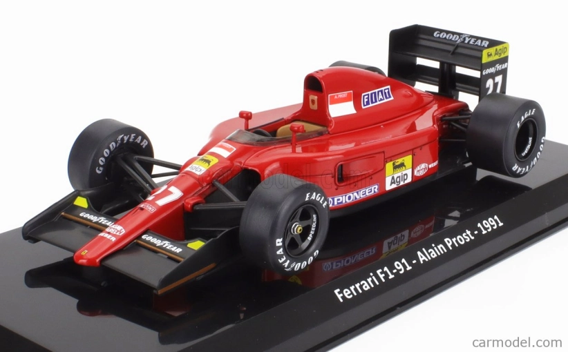 Edicola Ferrari F1 F1-91 N 27 Sezóna 1991 Alain Prost - Con Vetrina - s vitrínou 1:24 červená čierna