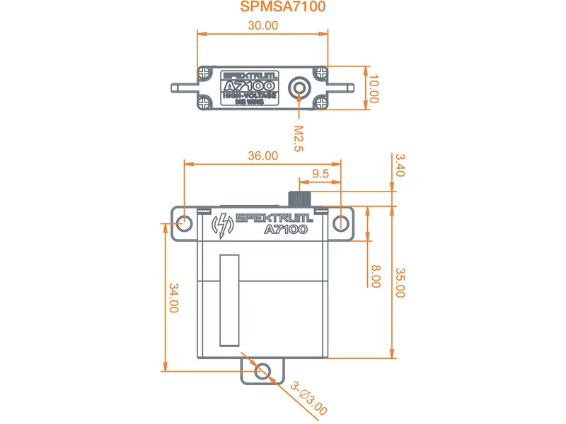 Spektrum servo A7100 8,3 kg.cm 0,078s/60° úzke MT/M