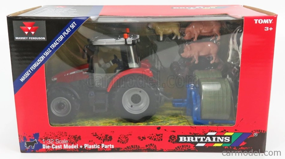 Britains Massey ferguson 5612 Tractor With Animals 2016 1:32 Červená Stříbrná