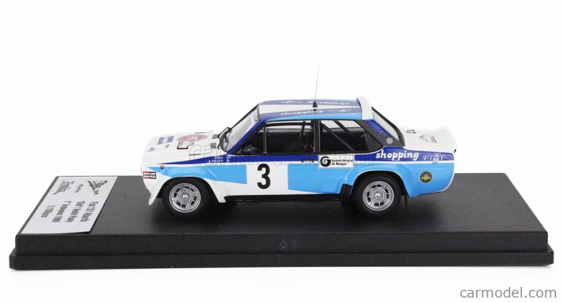 Trophy Fiat 131 Abarth Winner Rally Circuit Des Ardennes 1980 Didi - Andre Pauly 1:43 Biela Modrá