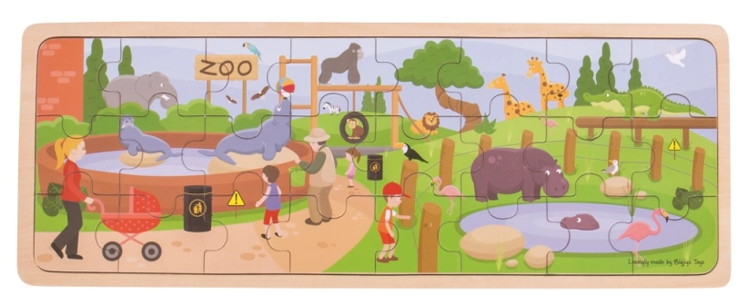 Bigjigs Toys Drevené puzzle Zoo