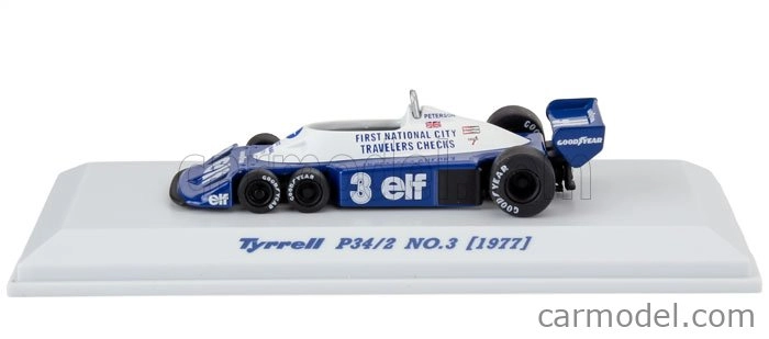 Kyosho Tyrrell F1  P34/2 Elf 6 Wheeler N 3 Season 1977 Ronnie Peterson 1:64 Modrá Bílá