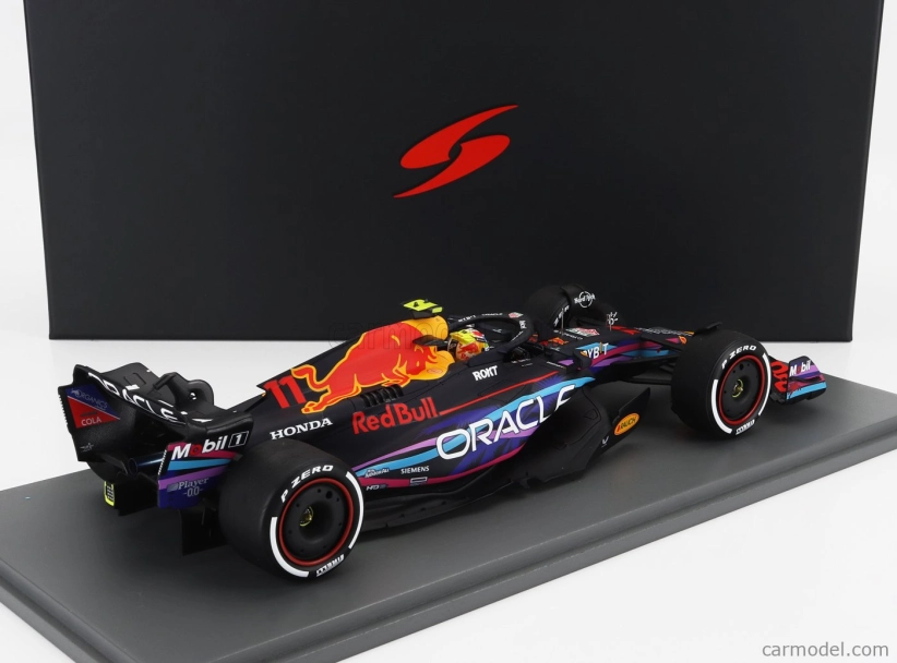 Spark-model Red bull F1  Rb19 Team Oracle Red Bull Racing N 11 2nd Miami Gp 2023 Sergio Perez 1:18 Matt Blue