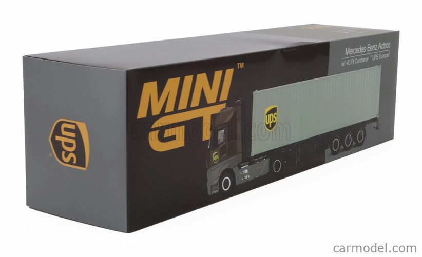 Mini-gt Mercedes Benz Actros 2 Gigaspace 1851 Blue Efficient Power Truck Lhd Ups Container 40' 2016 1:64 Brown Grey