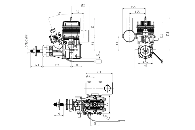 NGH GT17-PRO Dvojtaktný benzínový motor