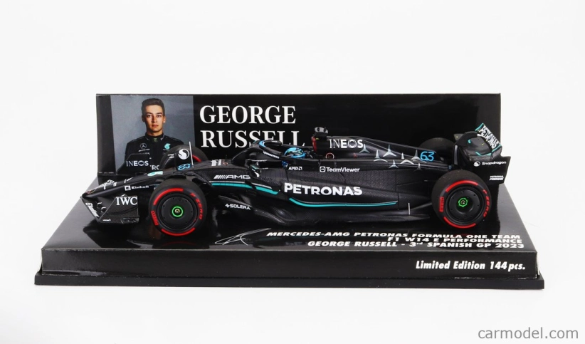 Minichamps Mercedes gp F1 W14 Team Mercedes-amg Petronas Formula One N 63 3rd Spain Gp 2023 George Russell 1:43 Matt Black