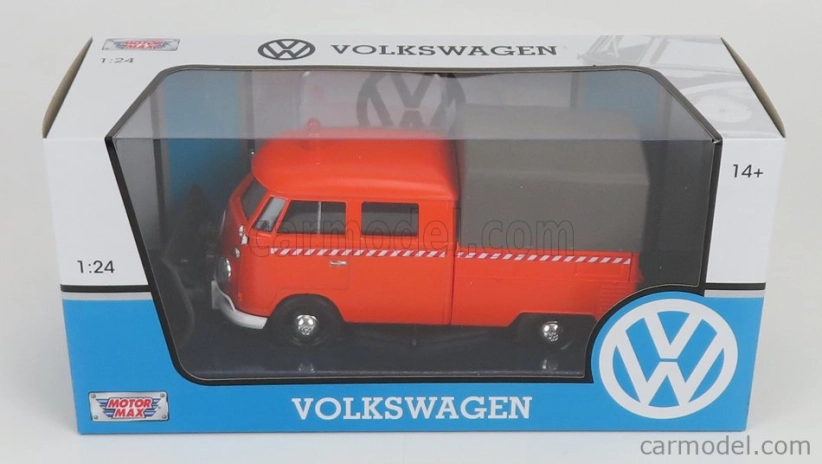 Motor-max Volkswagen T1 Pick-up Double Cabine Spazzaneve - Snowplow 1962 1:24 Orange