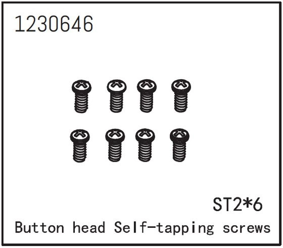 1230646 - Button Head Screws - Selftapping M2*6 (8)