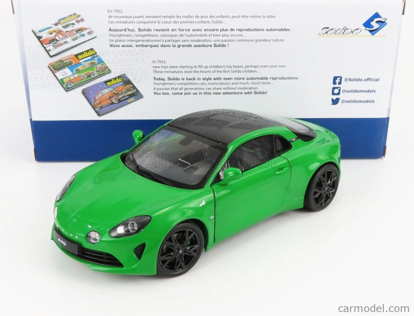 Solido Renault Alpine A110 Pure Coupe 2021 - Black Wheels 1:18 Green Met
