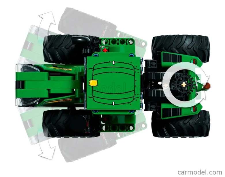 Lego John deere Lego Technic - 9620r 4wd Traktor s prívesom 2018 - 390 Pezzi - 390 dielikov zeleno žltá