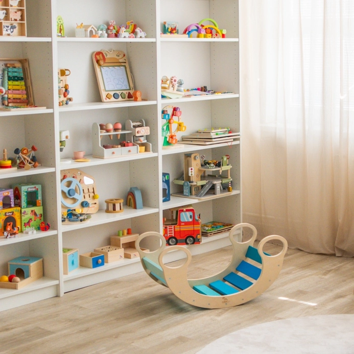 Dvěděti Montessori modrá houpačka