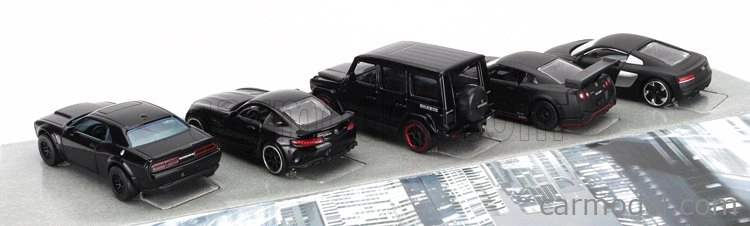 Majorette Mercedes Benz Set 5x G-class G63 Brabus 2020 - Nissan Gt-r Nismo Gt3 2018 - Amg Gt-r 2021 - Dodge Challenger Srt Demon 2018 1:64 Black