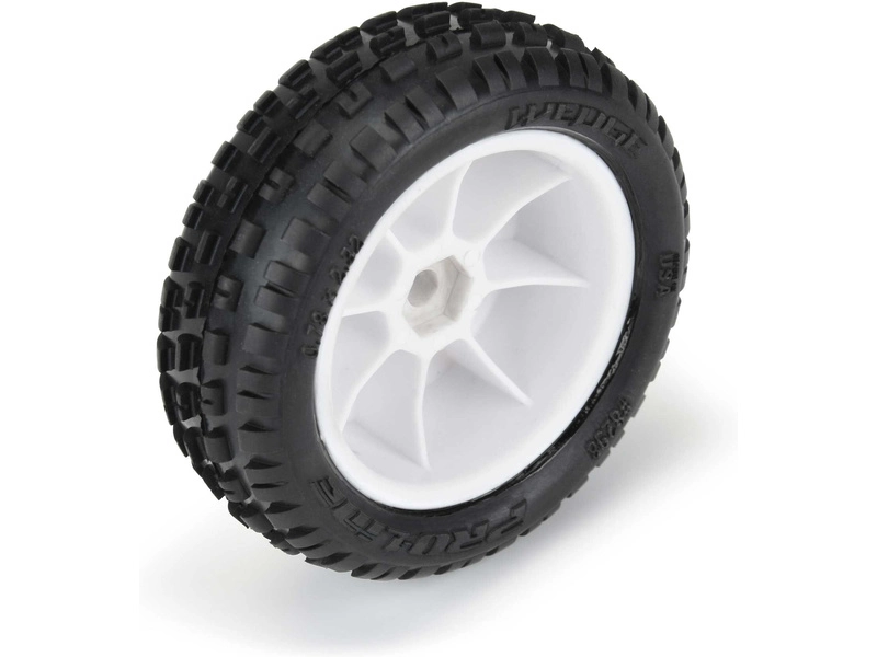 Pro-Line kolo 1:18, pneu Wedge Carpet přední, disk H8 bílý (2) (Losi Mini-B)