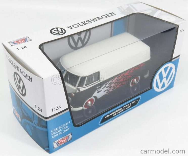 Motor-max Volkswagen T1 Type 2 Van Custom Garage 1962 1:24 Matná Černá Bílá