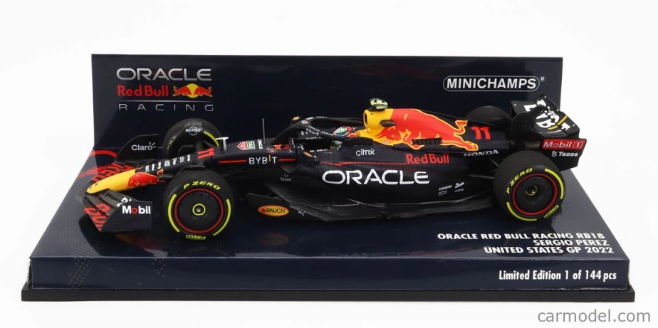 Minichamps Red bull F1 Rb18 Team Oracle Red Bull Racing N 11 Austin Usa Gp 2022 Sergio Perez 1:43 Matná modrá žltá červená