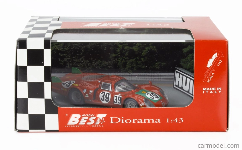 Best-model Alfa romeo Diorama T33.2 Team Autodelta Spa N 39 24h Le Mans 1968 Ignazio Giunti - Giovanni Galli 1:43 Red