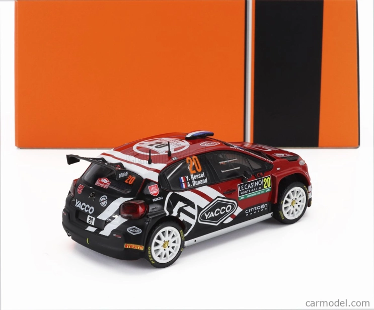 Ixo-models Citroen C3 Rally2 Team Aec Dg Sport N 20 8th Rally Montecarlo 2024 Yohan Rossel - Arnaud Dunand 1:43 Červená čierna biela