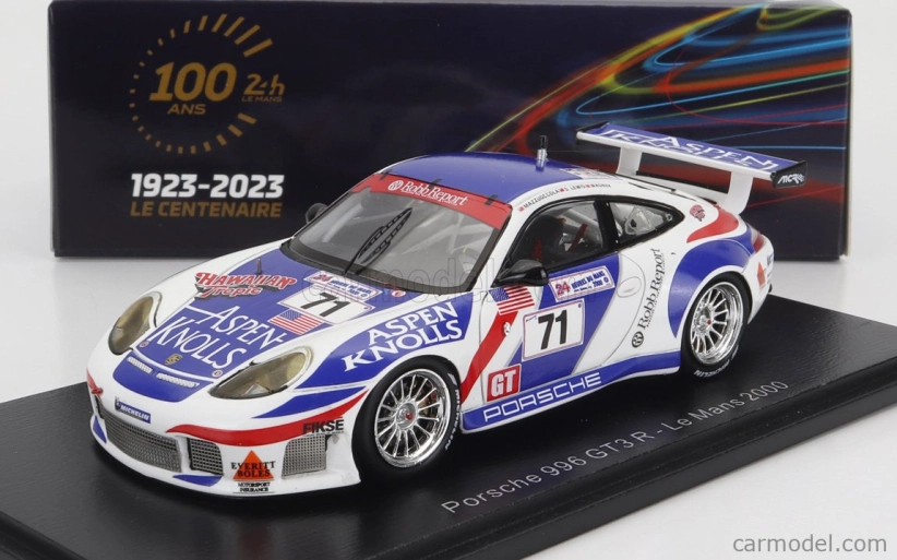 Spark-model Porsche 911 996 Gt3 R 3.6l Team Colucci Racing N 71 24h Le Mans 2000 C.wagner - S.lewis - B.mazzuoccola 1:43 Bílá 2 Tóny Modrá