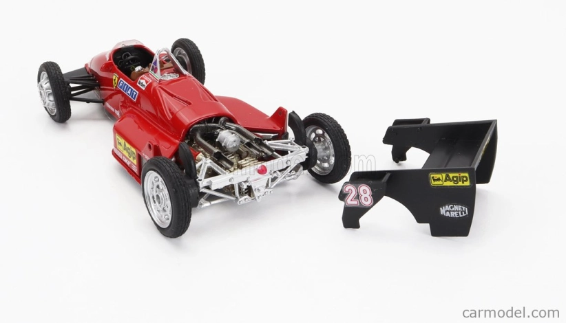 Brumm Iveco fiat Fiat Iveco 190 Truck Car Transporter Monaco Gp 1984 With 2x F1 Ferrari 126ck Turbo N 27 Michele Alboreto - N 28 Rene Arnoux + Figures And Accessories 1:43 Red