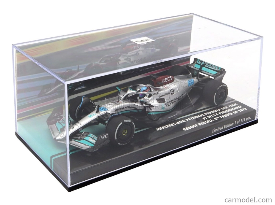 Minichamps Mercedes gp F1 W13e Team Mercedes-amg Petronas F1 N 63 3rd France Gp 2022 George Russell 1:43 Stříbrná Zelená