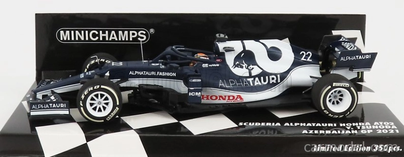 Minichamps Alpha tauri F1  At02 Honda Ra620h Team Alpha Tauri N 22 Azerbaijan Gp 2021 Yuki Tsunoda 1:43 Bílá Modrá