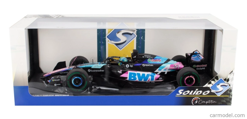 Solido Alpine F1  A524 Team Bwt Alpine N 31 Brazilian Gp 2024 Esteban Ocon 1:18 Černá Modrá Růžová