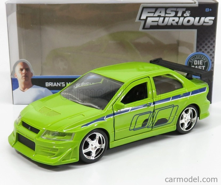 Jada Mitsubishi Brian's Lancer Evolution Vii 2002 - Brian O'conner - Fast & Furious Ii (2003) 1:32 Zelená