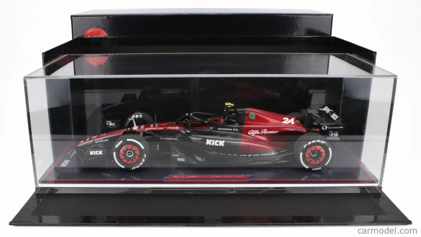Nzg Alfa romeo F1 C43 Team Stake N 24 Australian Gp 2023 Zhou Guanyu - Con Vetrina - With Showcase 1:18 Černá Červená