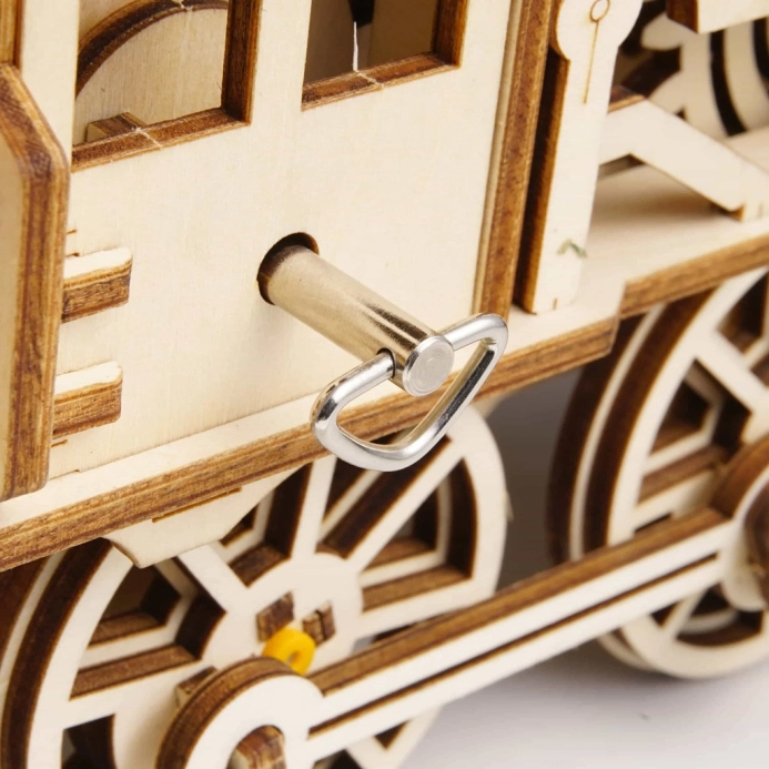 RoboTime 3D drevené mechanické puzzle Parná lokomotíva