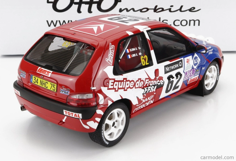 Otto-mobile Citroen Saxo Vts (nočná verzia) N 62 Rally Rac Lombard 2000 S.loeb - D.elena 1:18 Červená Biela Modrá