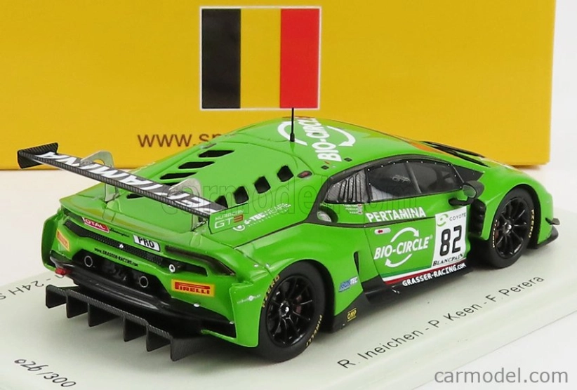 Iskrový model Lamborghini Huracan Gt3 Team Grasser Racing N 82 24h Spa 2018 R.ineichen - P.keen - F.perera 1:43 Zelená
