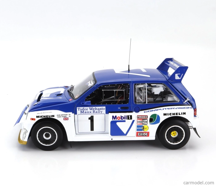 Sun-star Austin Mg Metro 6r4 N 1 Winner Rally Manx International 1986 T.pond - R.arthur 1:18 Blue White